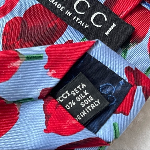 GUCCI Silk Flower Print Mens tie - Picture 5 of 7